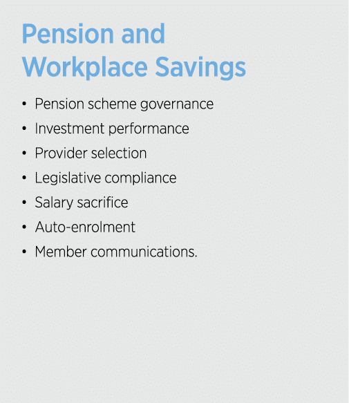 Pension and Workplace Savings   Pension scheme governance    Investment performance   Provider selection   Legislativ   