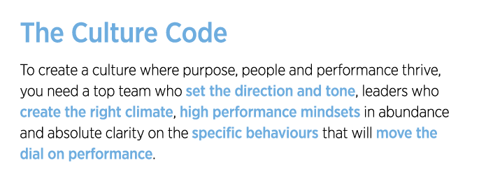The Culture Code To create a culture where purpose, people and performance thrive, you need a top team who set the di   